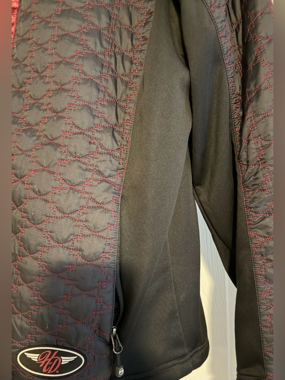 Harley-Davidson Women's Black & Red Quilted Lightweight Moto Jacket - Picture 8 of 16